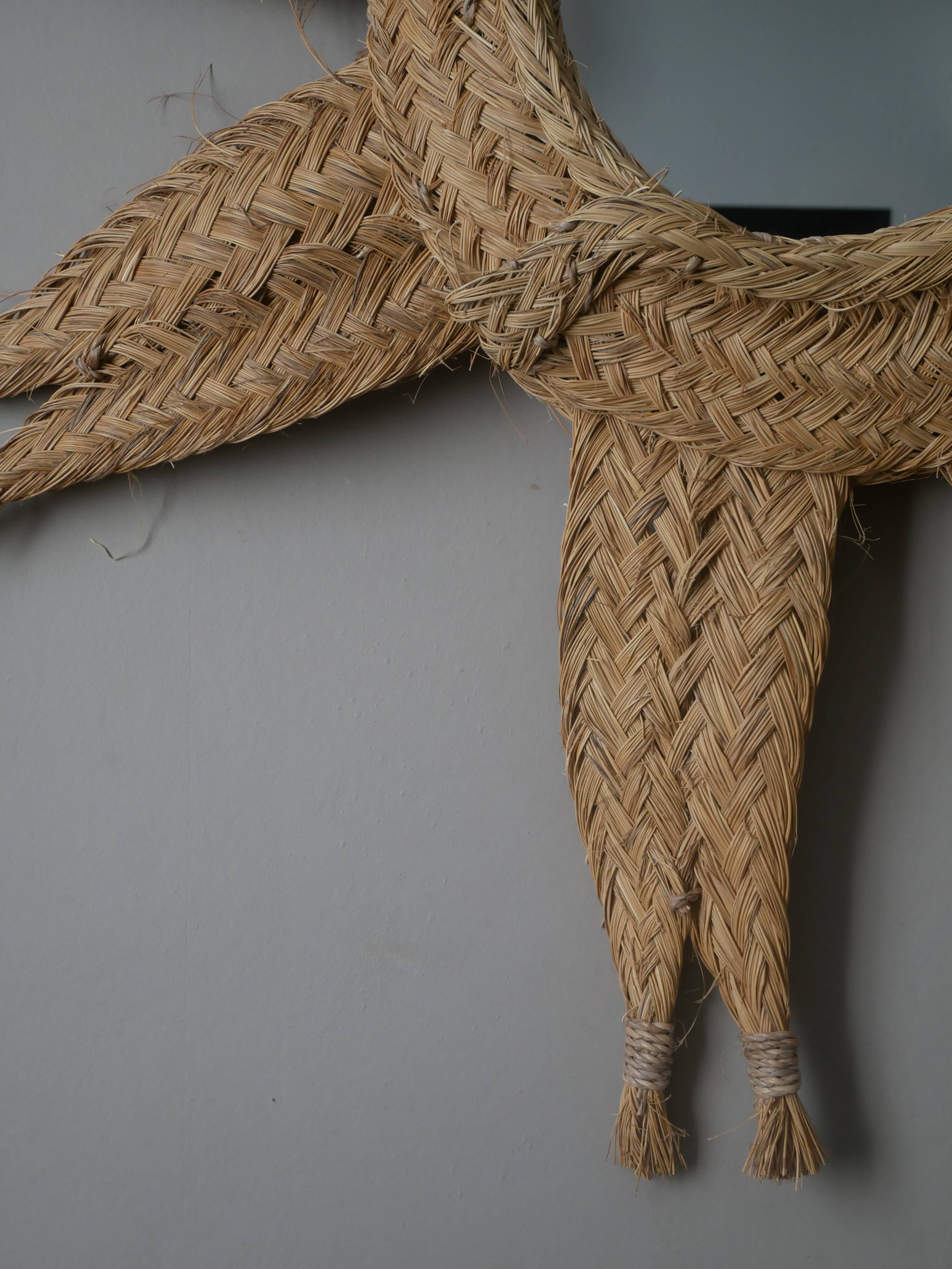 Sun mirror handmade woven straw ethnic bohemian tribal decoration