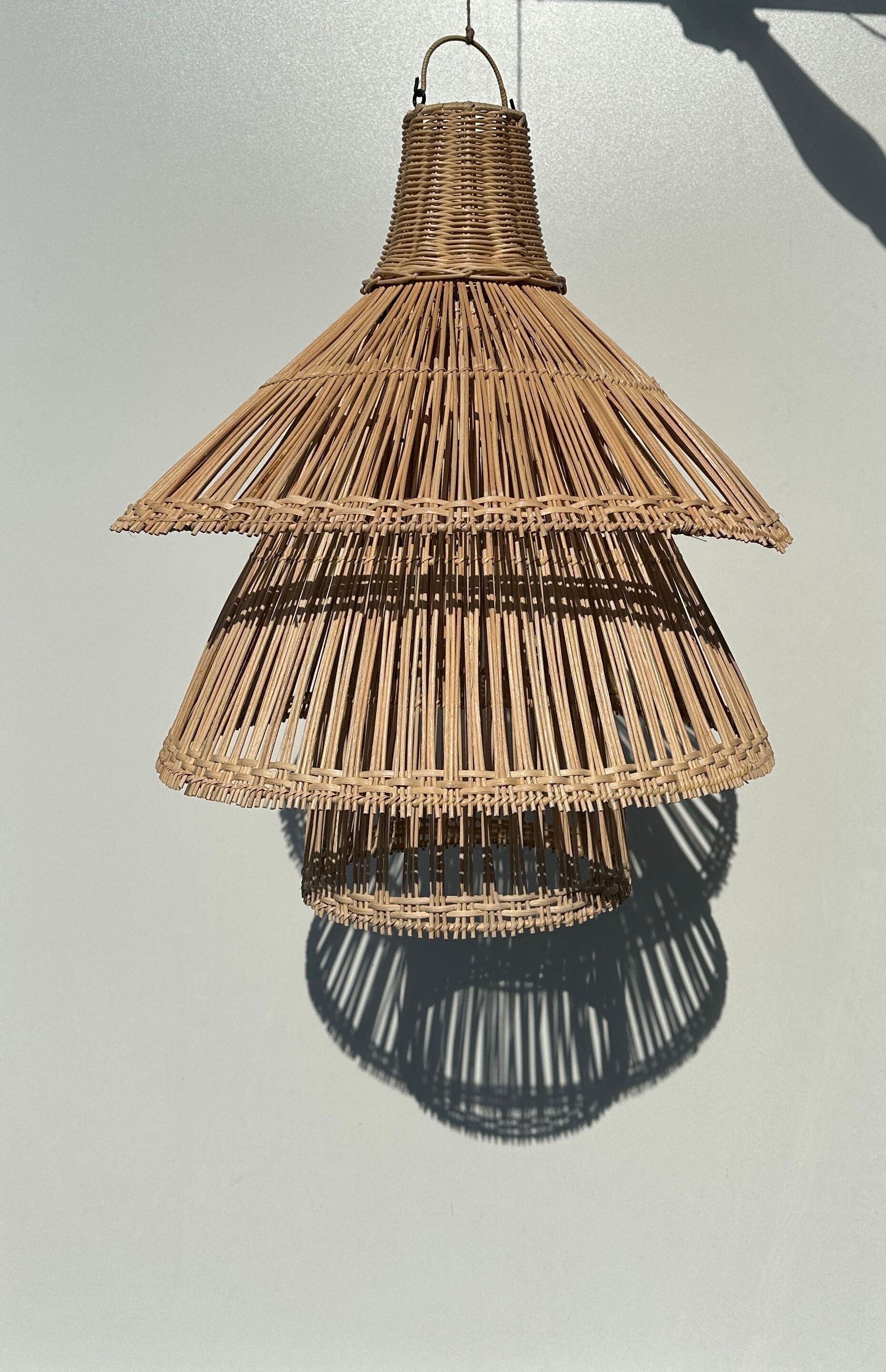 Rattan pendant lamp or light in the shape of an Asian lantern