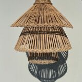 Rattan pendant lamp or light in the shape of an Asian lantern