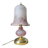 Vintage mushroom lamp pink heart - frosted glass tulip