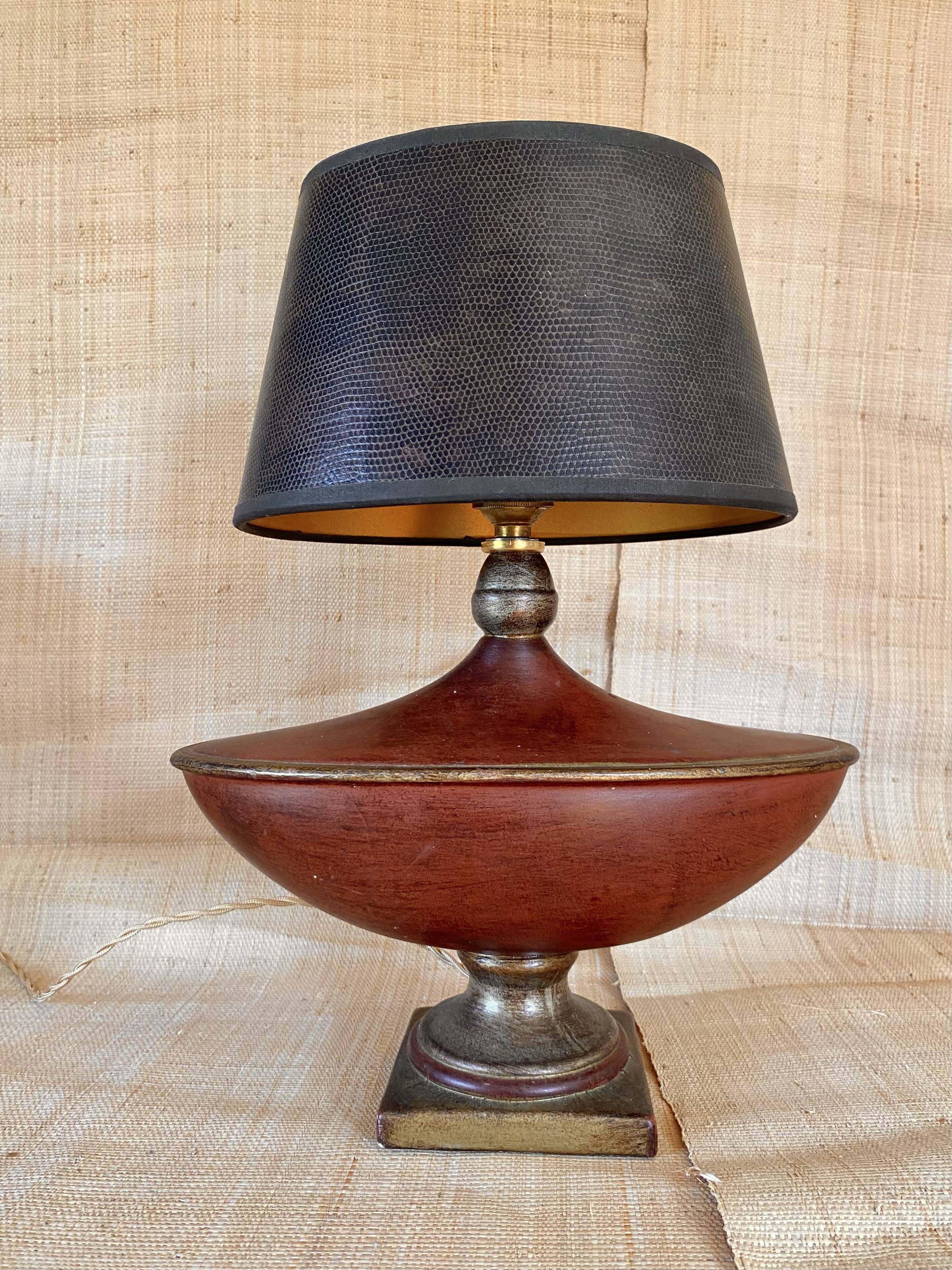 1960s ceramic lamp, fabric cable, lampshade