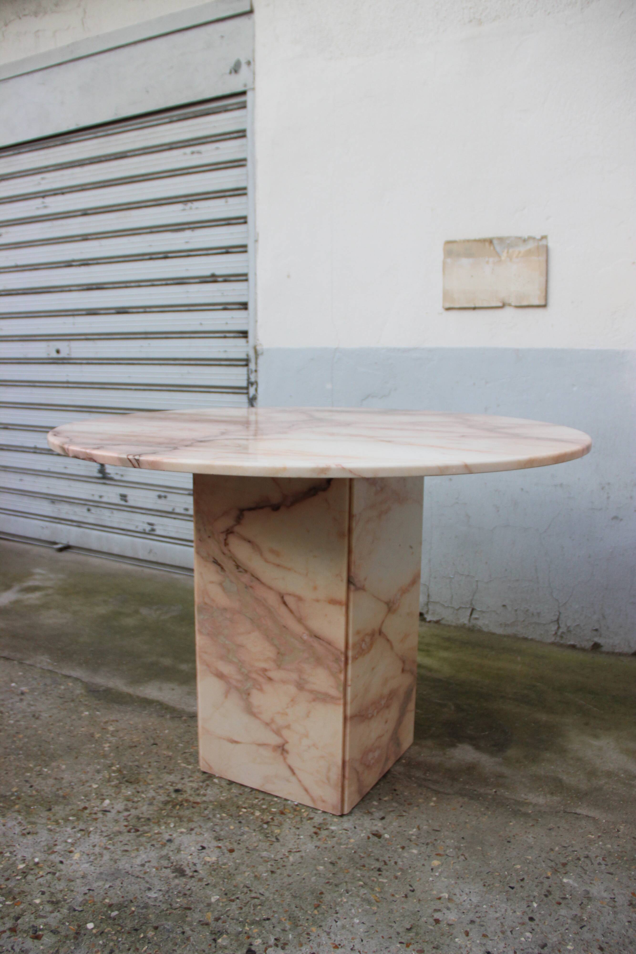 Pink marble dining table