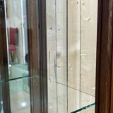 Vitrine des années 60 en palissandre, acajou et poignées cuir