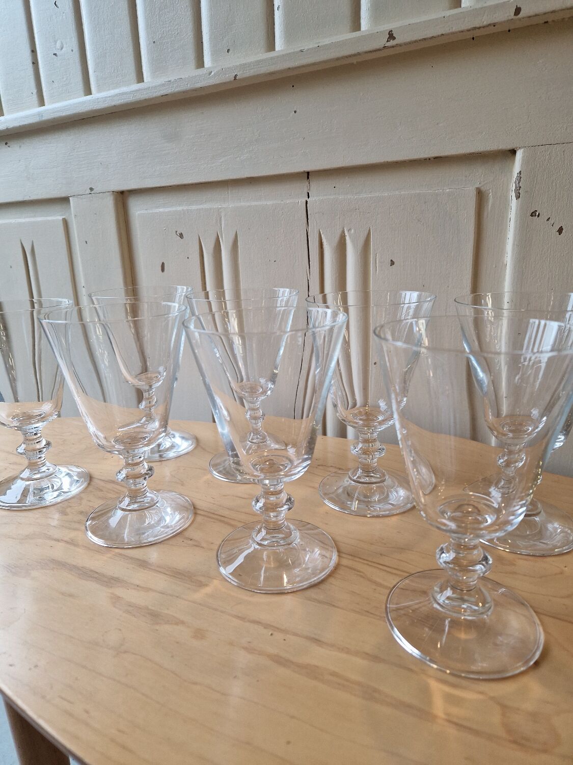 Set of 10 vintage 1970s crystal water or wine glasses