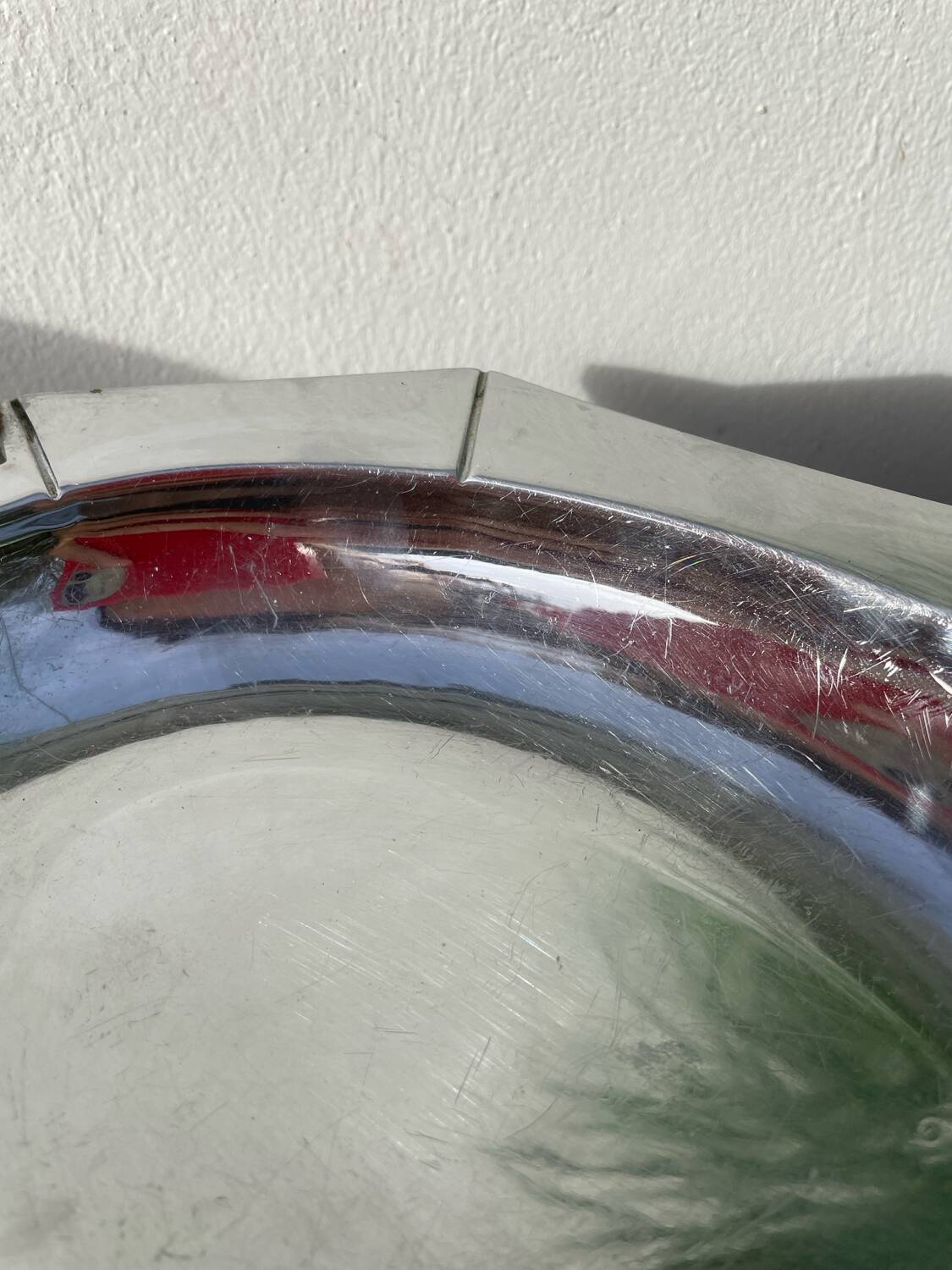 Art Deco silver-plated metal and wood dish