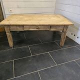 Old fir coffee table with a drawer