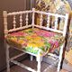 Fabric and wood corner armchair, comfort, relax, 1920s