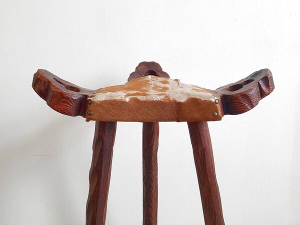 Tabouret de bar vintage brutaliste espagnol 1970