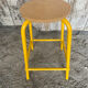 Vintage Industrial Stool DPC Yellow Metal Tube + Wooden Seat