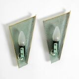 Pair of beautiful mint green Mid Century Modern perforated sheet metal wall