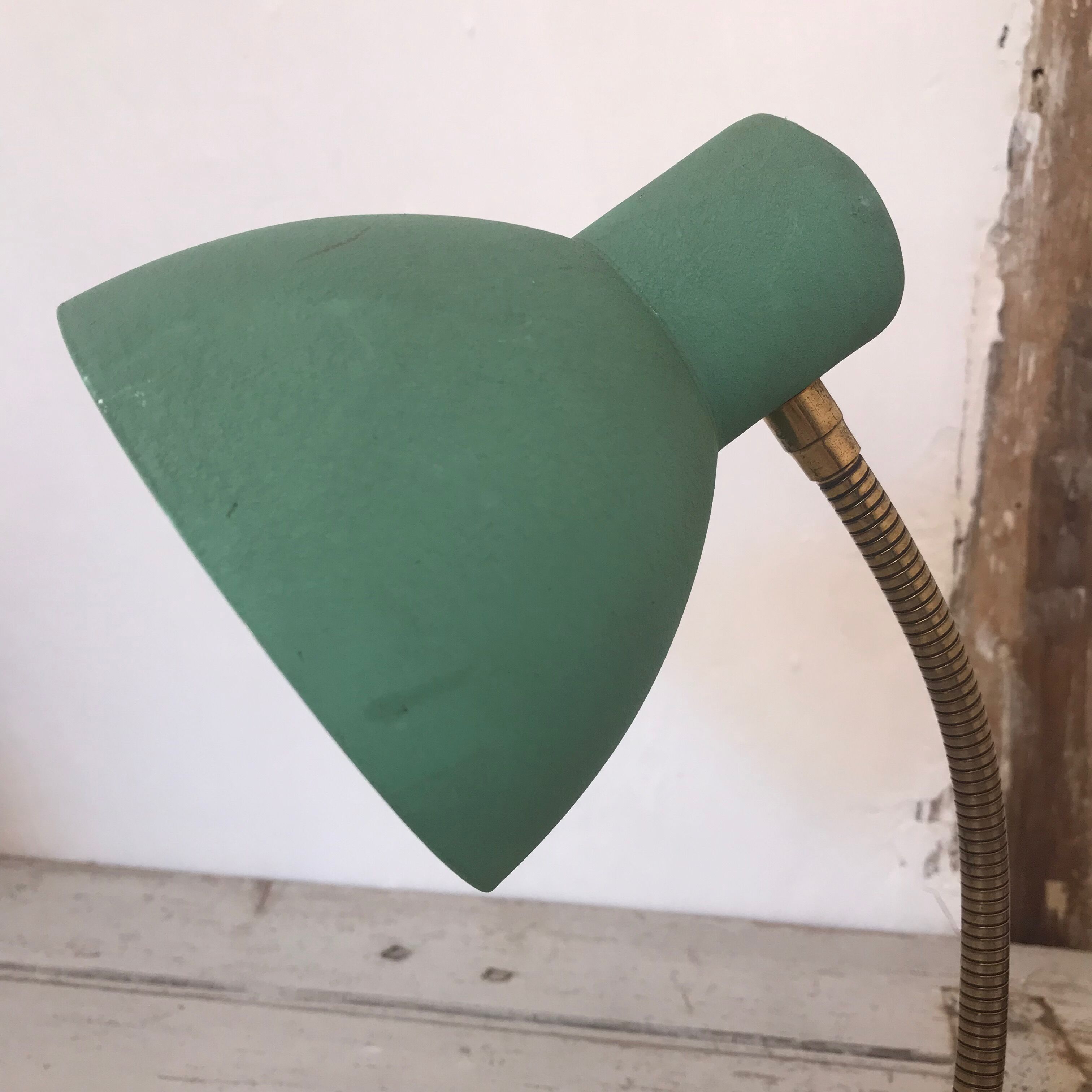 Green metal desk lamp