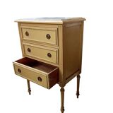 Antique small side table, Louis XVI style chest of drawers