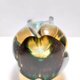 Green and Amber Murano Glass Centerpiece Vase, Italy