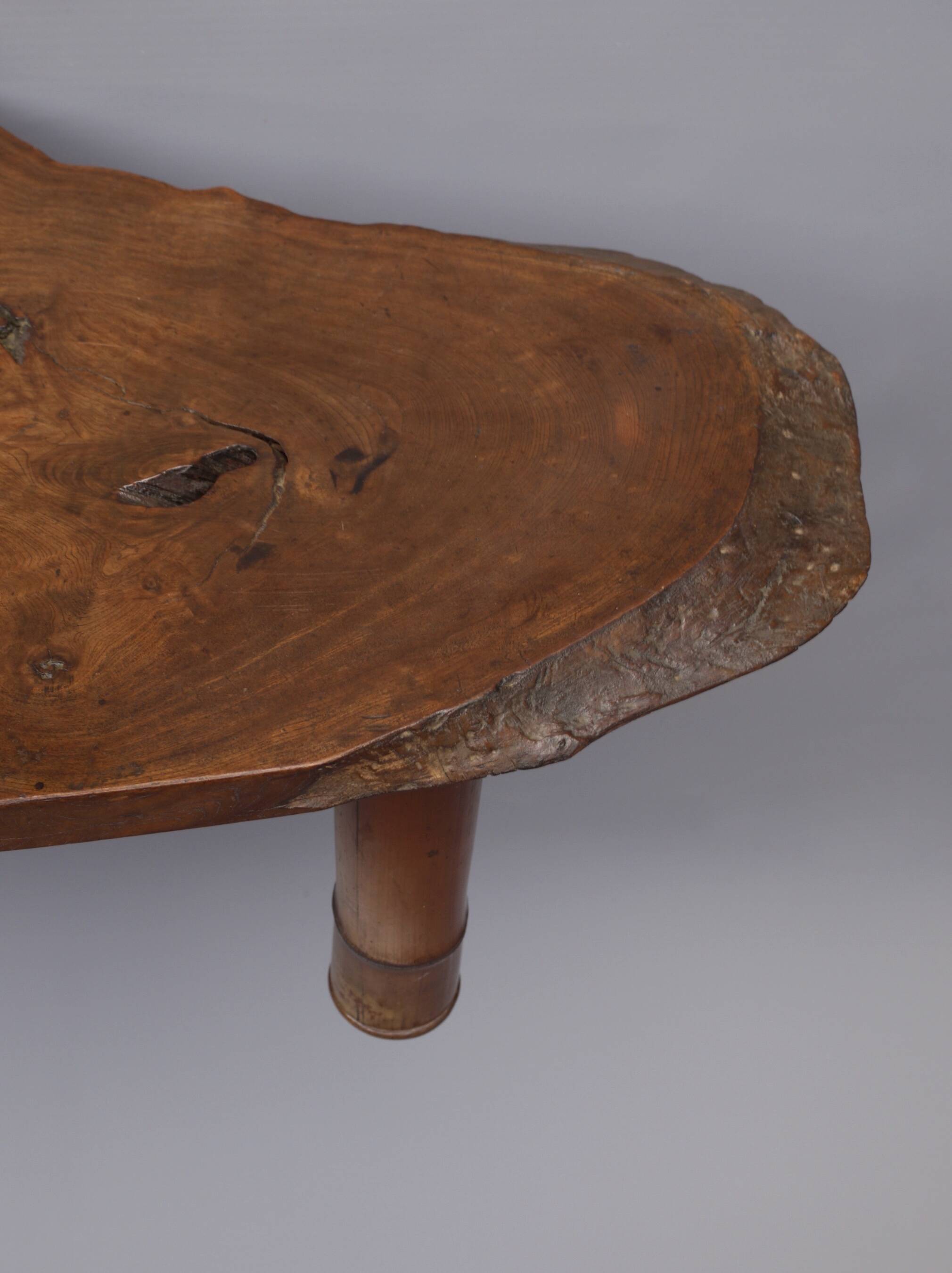 Japanese Showa Period Bamboo and Elm wood Coffee Table, 1960s