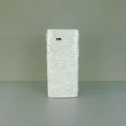 Vase vintage allemand de l'Ouest Scheurich Kosmos, émaillé blanc, motif sputnik modèle 263-31.