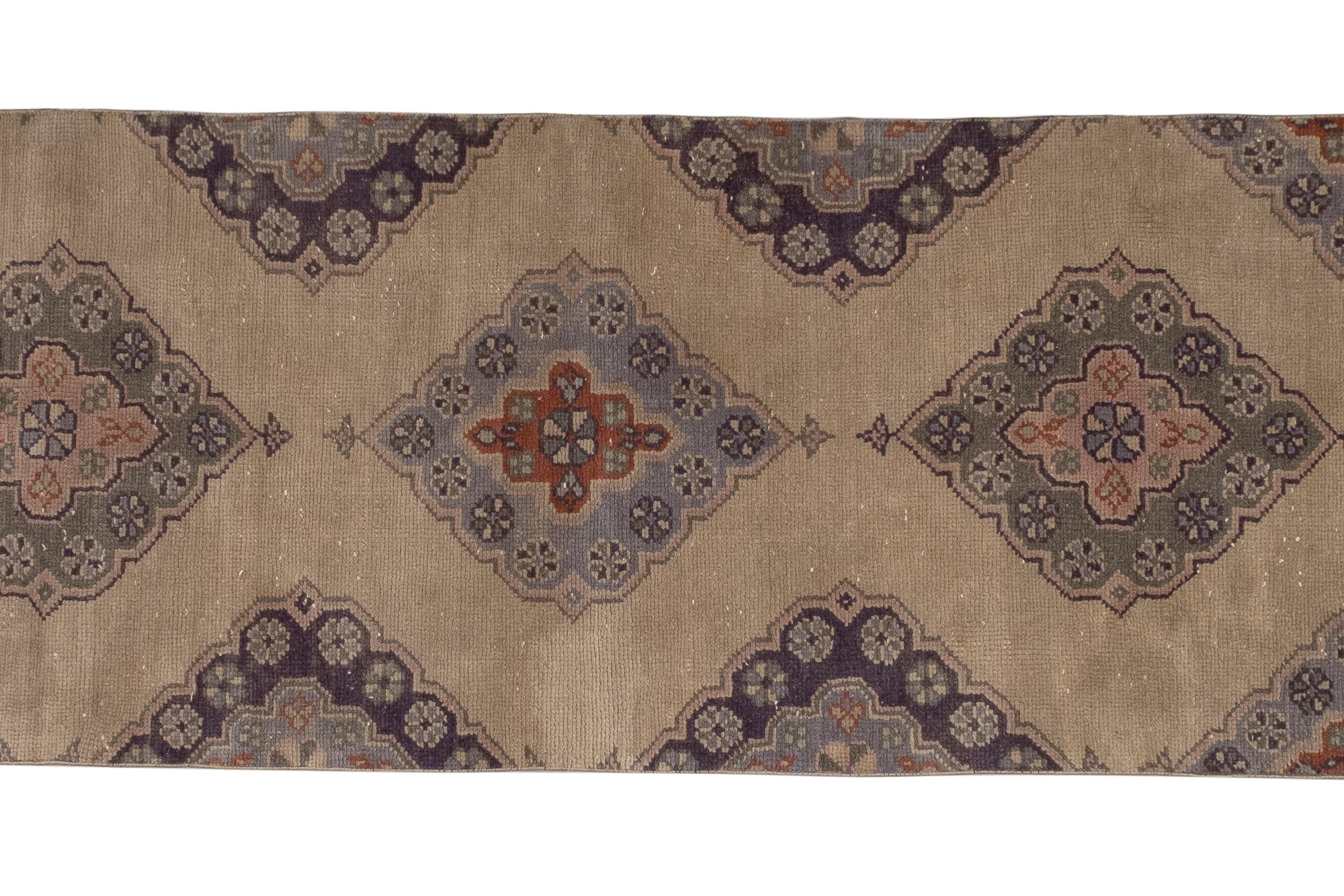 Oushak runner rug turkish hand knotted distressed hallway rug 75 x 348 cm