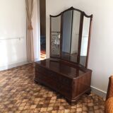 Heal's mahogany dressing table with triptych mirror