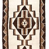 3x9 Brown Cream Turkish Kilim Runner Rug