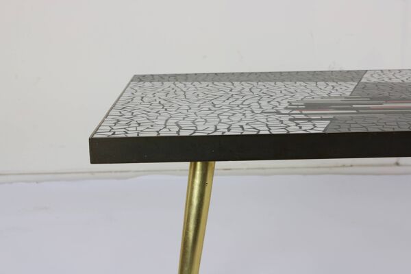 Table basse en mosaïque design allemand avec pieds en laiton