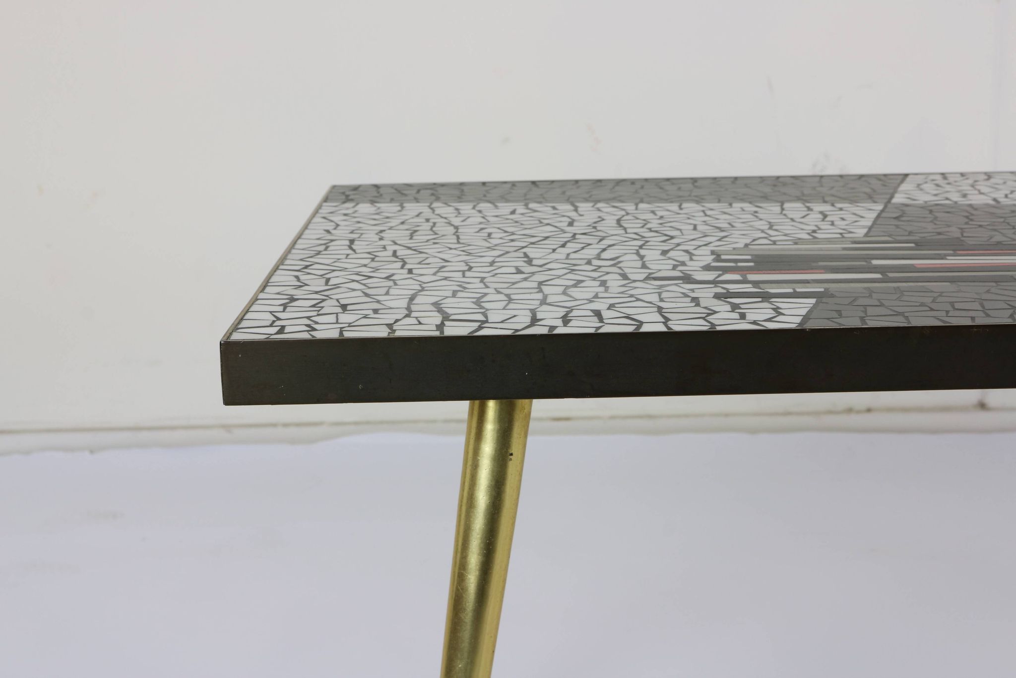 German design mosaic coffee table with brass legs