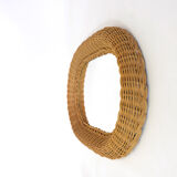 Mirror with thick wicker frame, 54x38 cm.