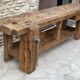 Exceptional antique carpenter's workbench in solid oak – 260 cm
