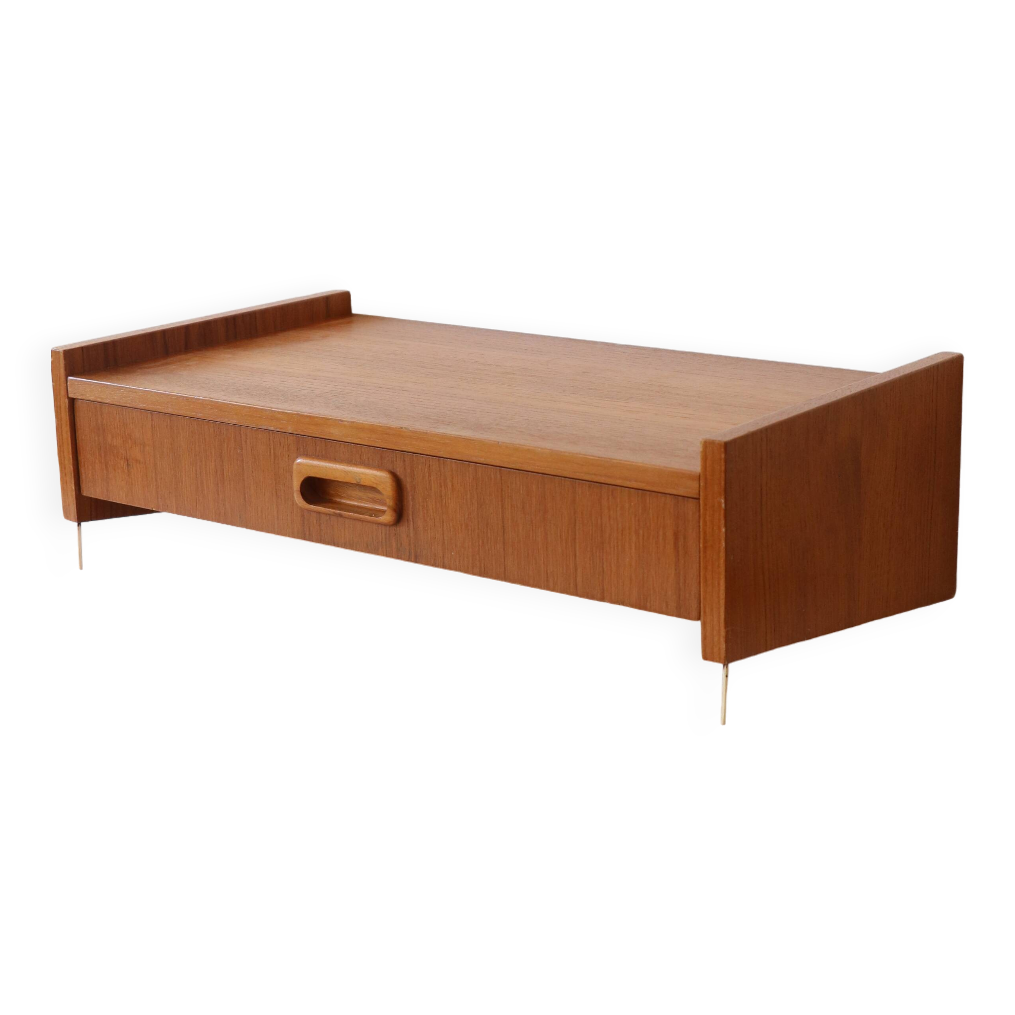 Wall shelf, Scandinavian teak wall bedside table, 1960