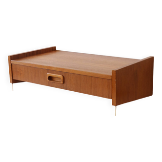 Wall shelf, Scandinavian teak wall bedside table, 1960