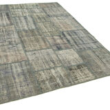 Handmade oriental contemporary 177 cm x 247 cm grey patchwork carpet