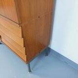 Louis Paolozzi modernist teak bookcase and secretary storage unit