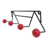 Coat rack Zig-Zag hooks balls red wood