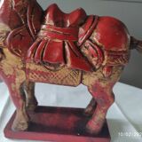 Ancienne statue cheval en bois polychrome 26 cm x 7 cm
