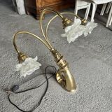 Art Deco lamp Brass and glass paste - 3 branches