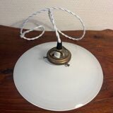 White opaline suspension with brass hook