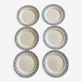 6 assiettes plates Terre de Fer Salins modèle Guirlandes L.XVI