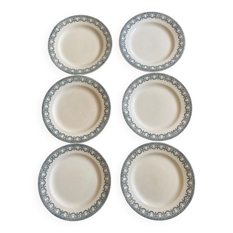 6 assiettes plates Terre de Fer Salins modèle Guirlandes L.XVI