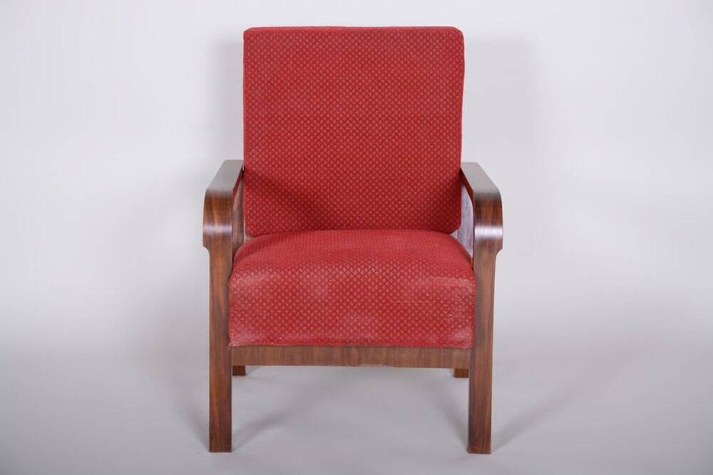Set of Art Deco Walnut Armchairs, 1930s