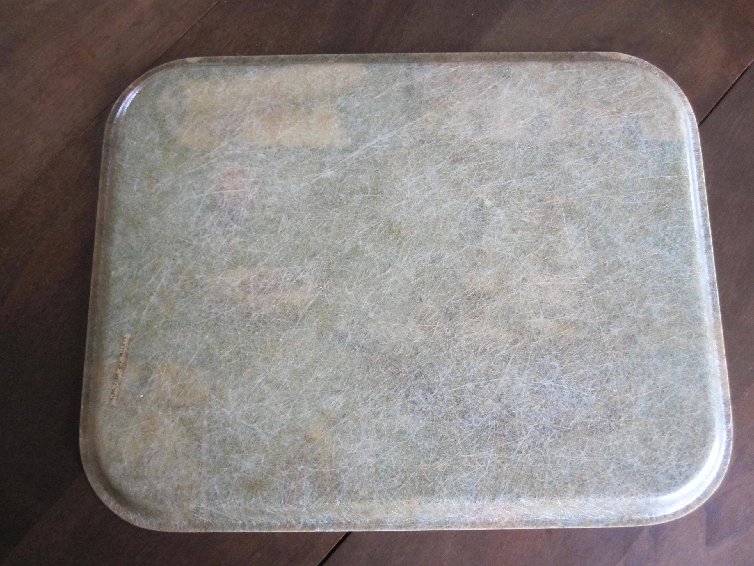 Old serving tray, boat at sea, 1960