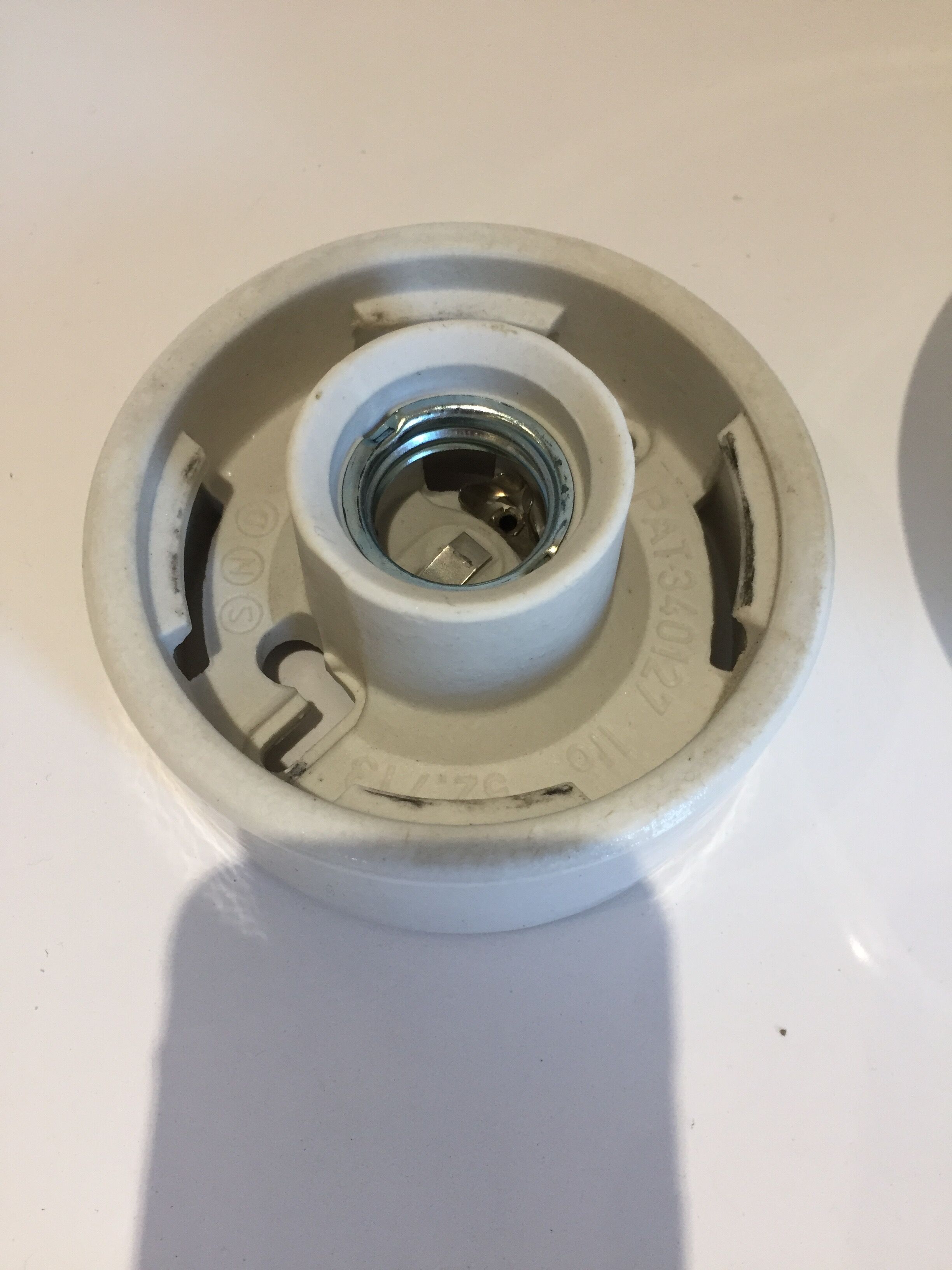 Vintage wall lamp or ceiling lamp in white porcelain and opaline glass