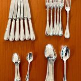 Christofle crossed ribbons, cutlery set for 6 people in new condition, 24 pieces.