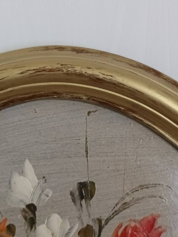 Tableau bouquet huile sur bois XXème