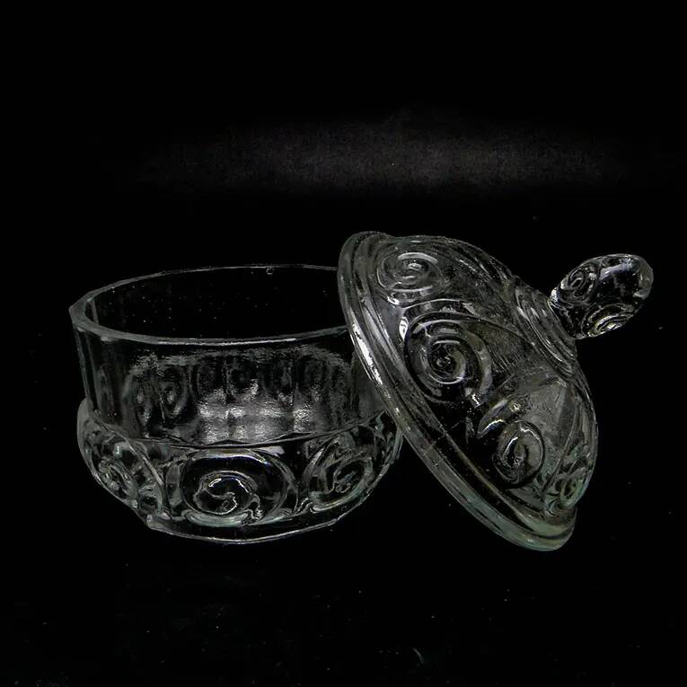 Sugar bowl, postmodern new look, pressed glass, Poland, 1970s