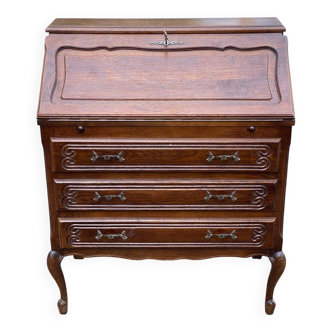 Secretary desk with slanted top and 3 drawers in Louis XV style.
