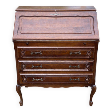 Secretary desk with slanted top and 3 drawers in Louis XV style.