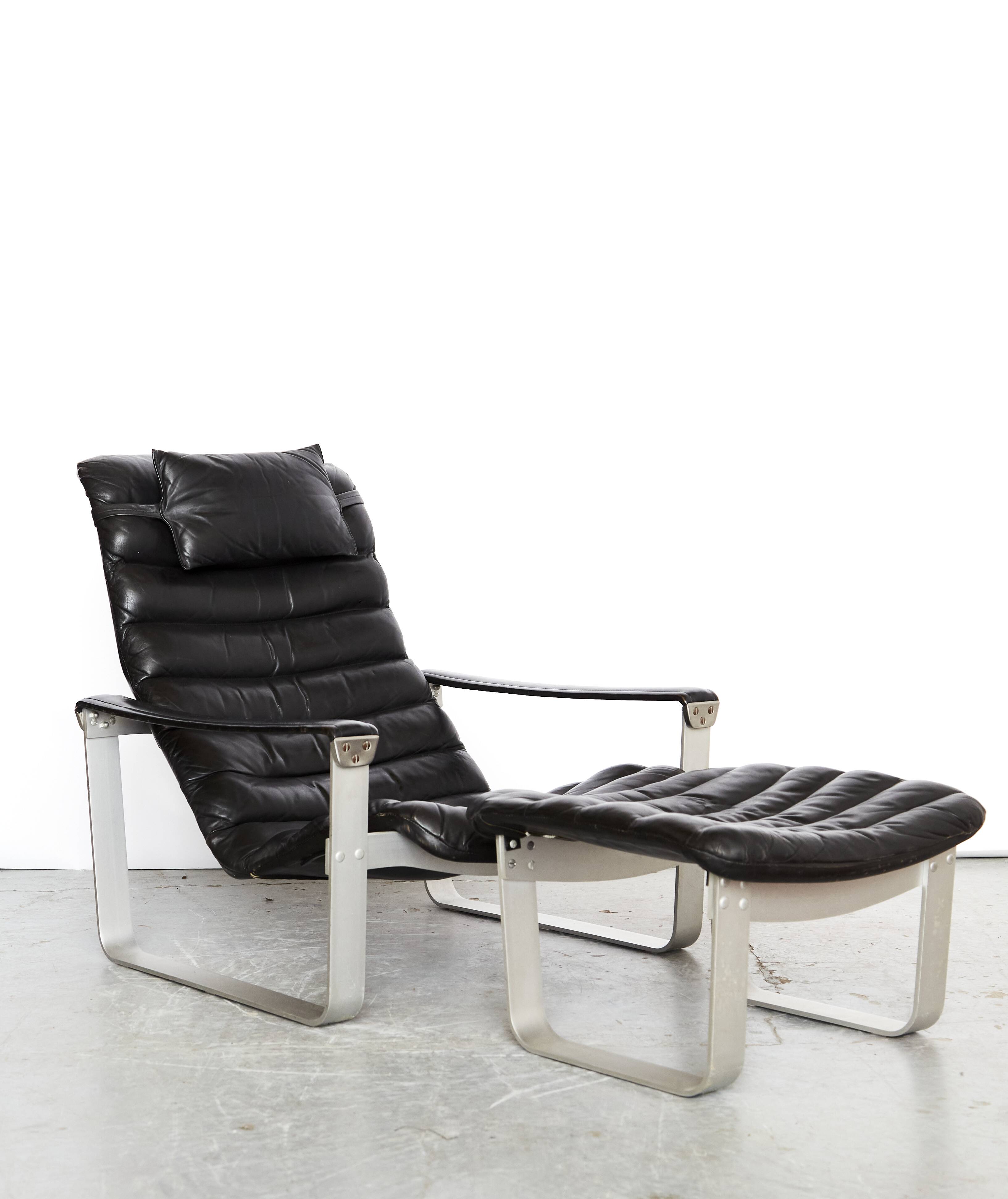 Lounge chair and ottoman Ilmari Lappalainen "Pulkka" for ASKO