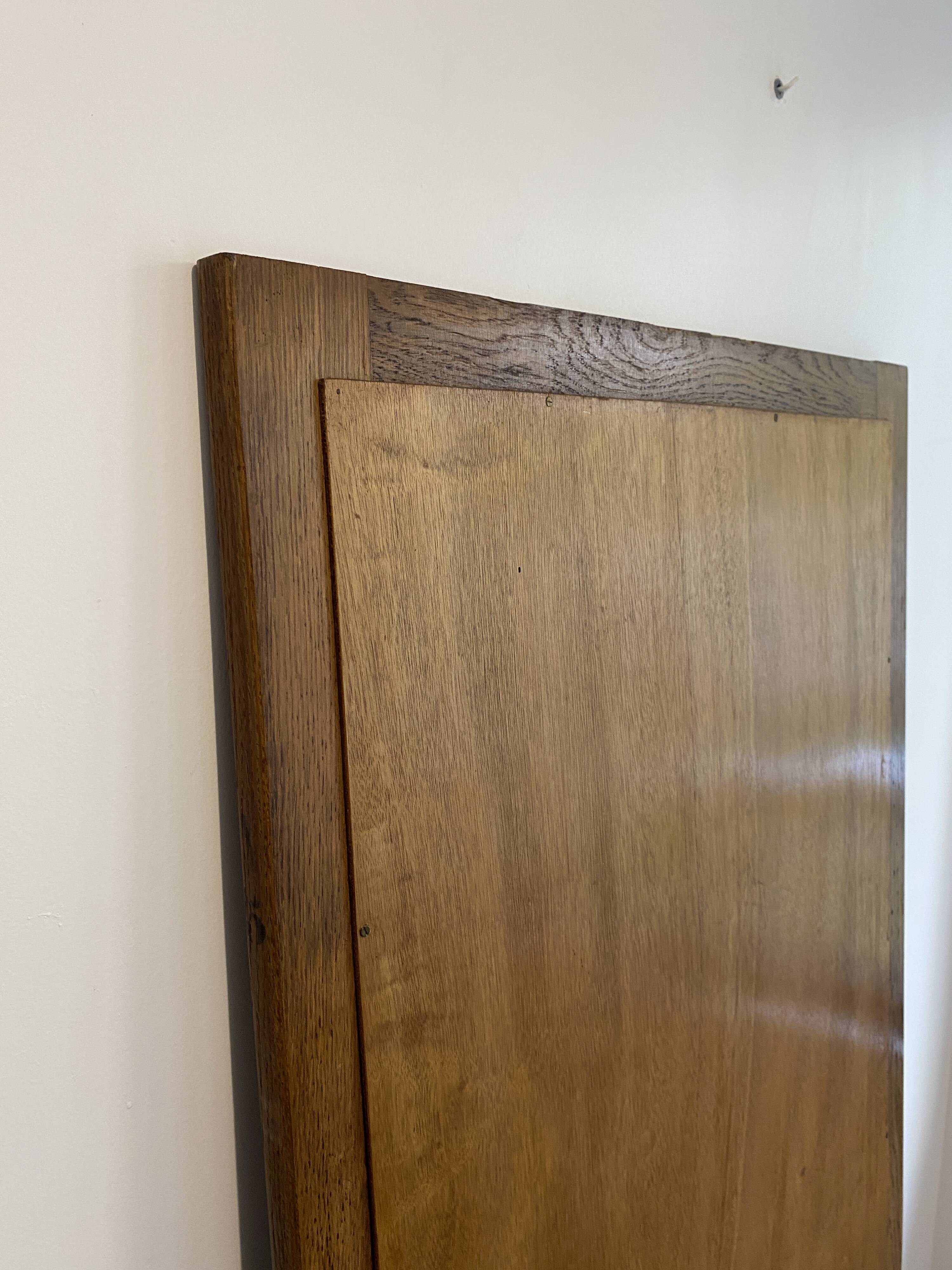 Large vintage Art Deco bizote mirror to place or hang, solid wood frame