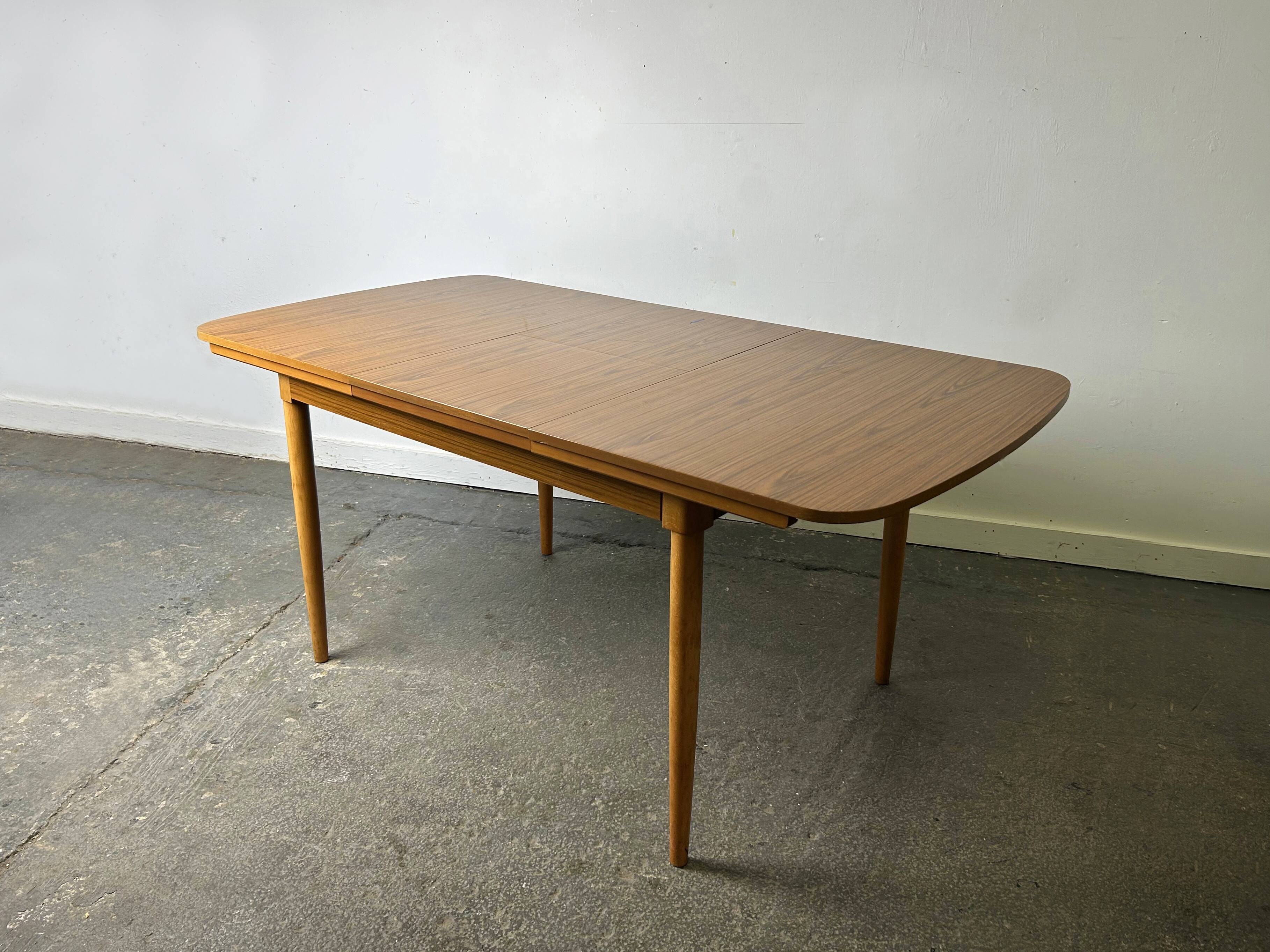 Schreiber Mid Century Extending Formica Dining Table Beech Legs 1960s-70s