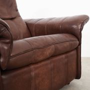 Fauteuil en cuir marron, design suisse, années 1970, fabrication : De Sede