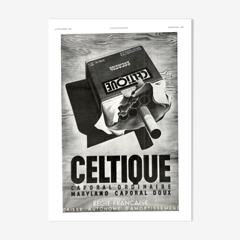 Affiche vintage années 30 Cigarette Celtique