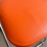 Vintage chrome folding chairs / orange leatherette Soudexvinyl